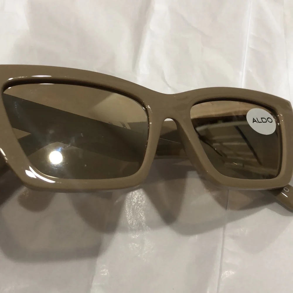 Aldo‎ tan latte square cat eye reflective sunglasses new